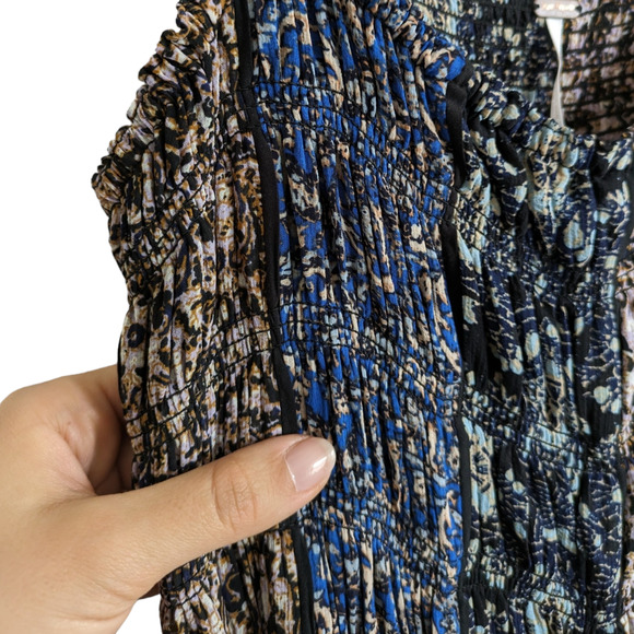 Free People Come Together Black Combo Smocked Maxi Dress Size XL - Picture 9 of 11